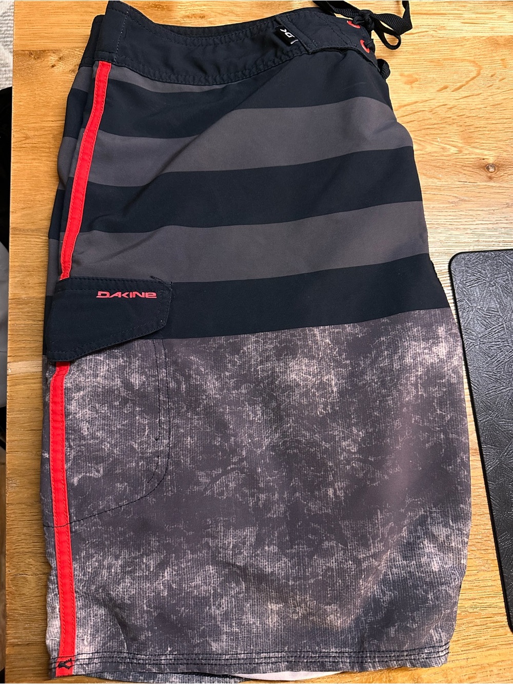 Dakine Black and Gray Men's Boardshorts with Logo Waistband
